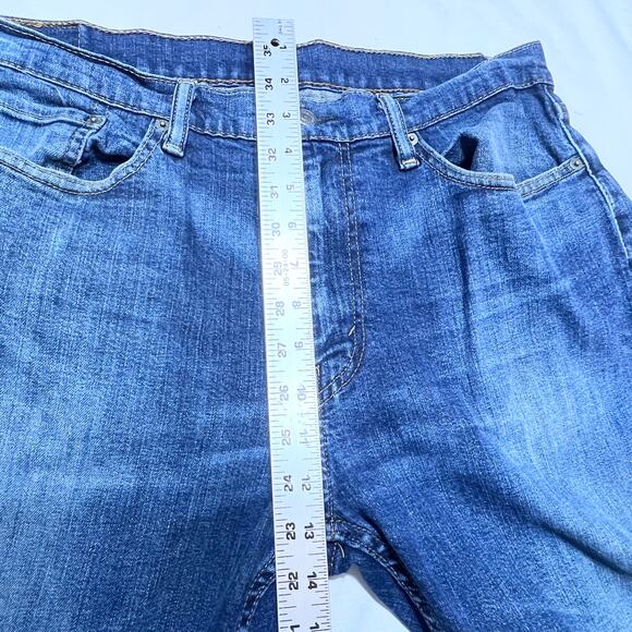 Levis 514 Jeans Men 36x30 Dark Blue Denim Wash Loose Straight Mid Rise Used - Picture 10 of 11